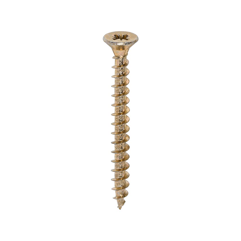 TIMCO Solo Chipboard & Woodscrews - Gold - 5.0 x 50 - Box of 200 - A Single Thread woodscrew mainly Used in Various Types of Timber and Man-Made Boards or into Masonry with The use of Plastic Plug