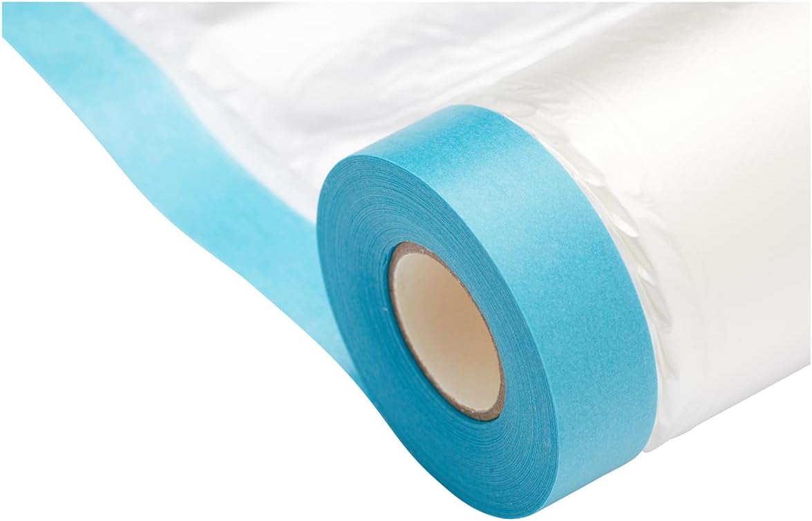 ProDec 180cm x 25m Pre-Masked Polythene Dust Sheet Roll, Dustproof and Waterproof Ideal for Covering and Protecting Floors and Furniture When Painting and Decorating