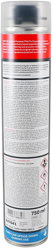 TIMco 247641 Fill & Fix Expanding B3 Gun Grade-750ml PU Foam