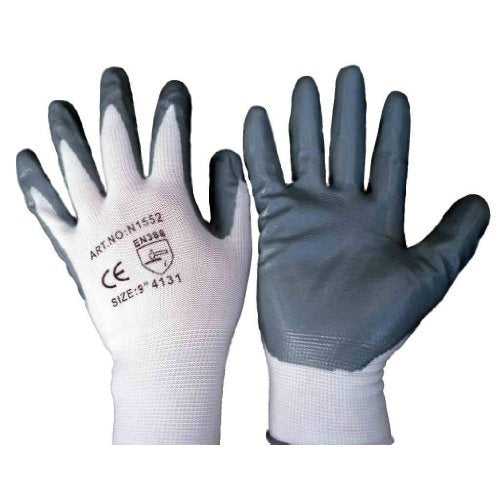 12 Pairs Grey Nitrile Palm Coated, Cut Resistant, Work, Precision, Gardening Gloves