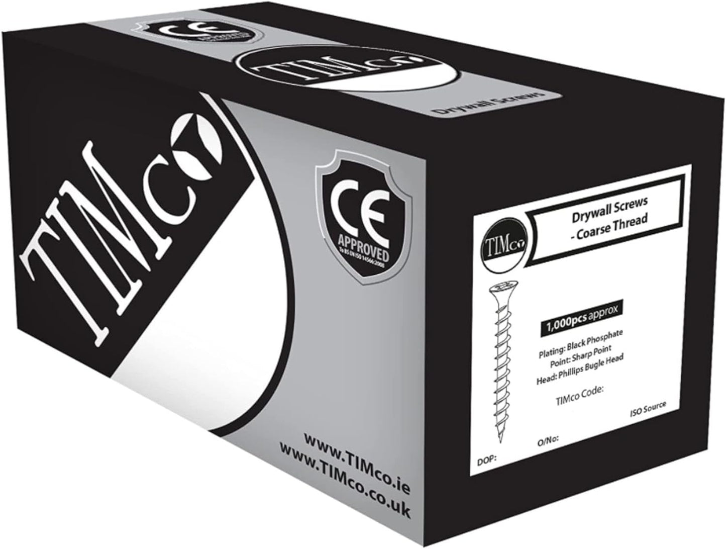 TIMco 00075DRYC PH2 Philips Coarse Drywall Screw 4.2 x 75 - Black (Box of 500)