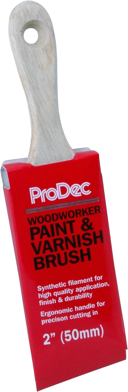 ProDec 2 inch Woodworker Short Handle Paint Brush for a Smooth Finish Painting with Emulsion, Gloss, Satin, Undercoat, Primer, Woodstain, Varnish on Walls, Ceilings, Wood, Metal, 2 Inch 50 mm