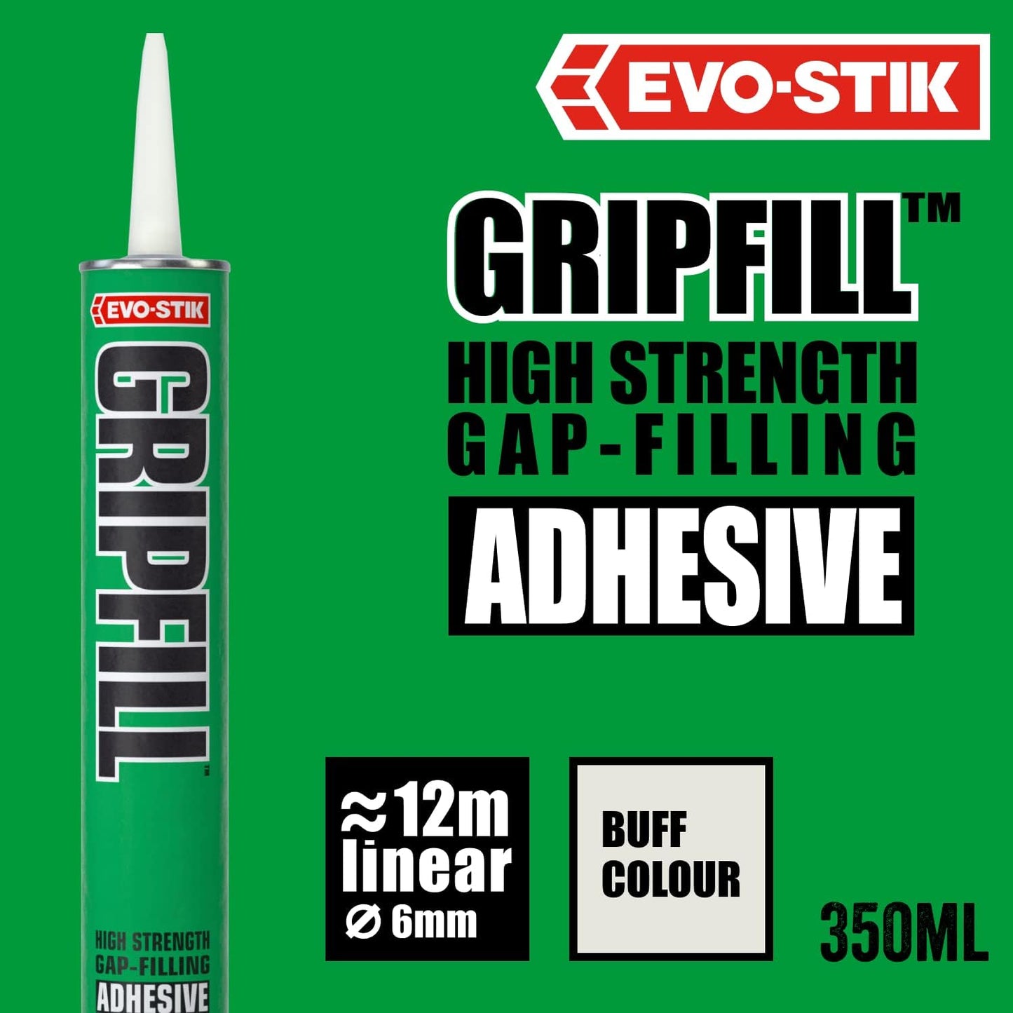 EVO-STIK GRIPFILL Gap Filling Adhesive, Bonds almost any surface, Colour: Buff, 350ml