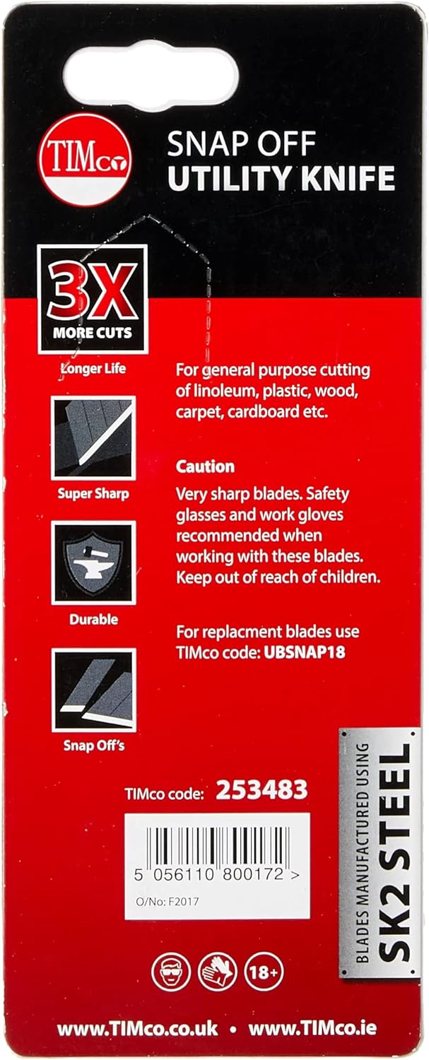 TIMCO Snap Off Utility Knife & 2 Spare Blades