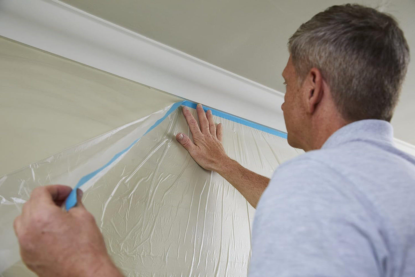 ProDec 180cm x 25m Pre-Masked Polythene Dust Sheet Roll, Dustproof and Waterproof Ideal for Covering and Protecting Floors and Furniture When Painting and Decorating