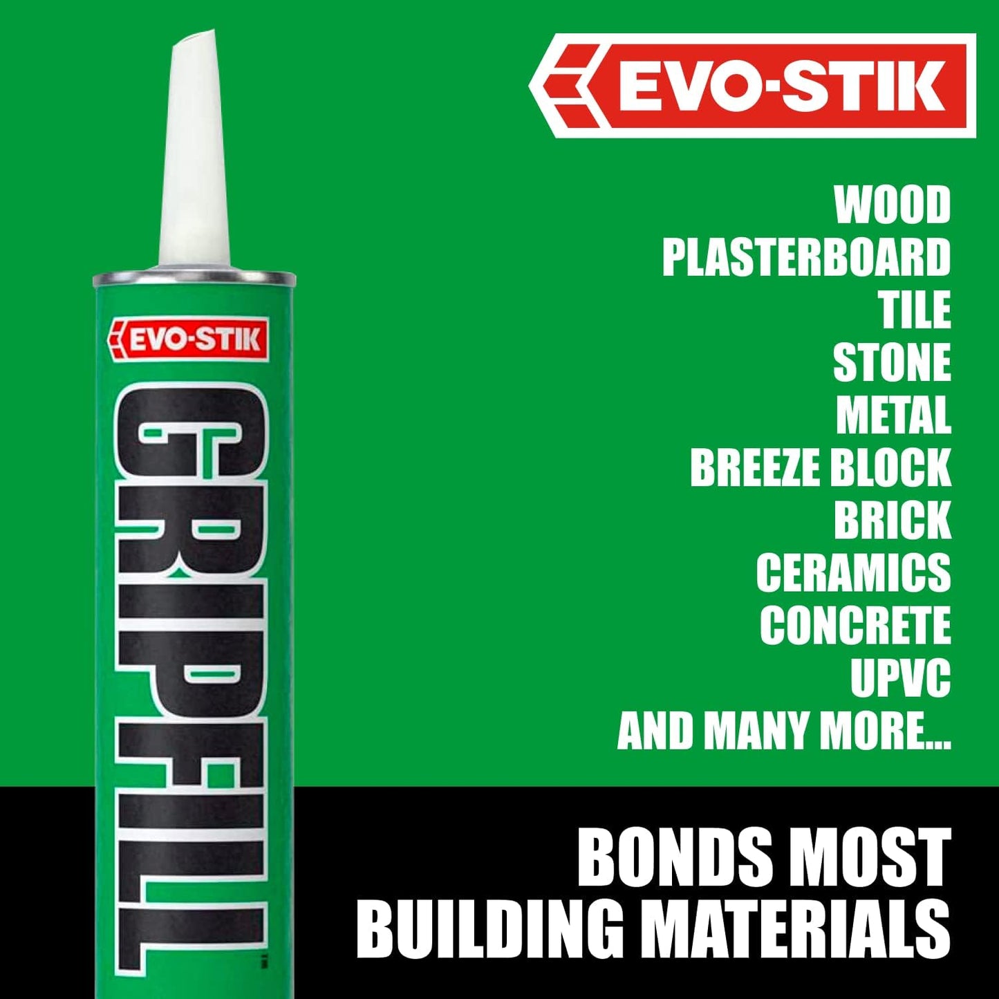EVO-STIK GRIPFILL Gap Filling Adhesive, Bonds almost any surface, Colour: Buff, 350ml
