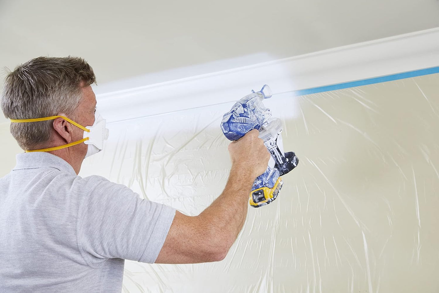 ProDec 180cm x 25m Pre-Masked Polythene Dust Sheet Roll, Dustproof and Waterproof Ideal for Covering and Protecting Floors and Furniture When Painting and Decorating