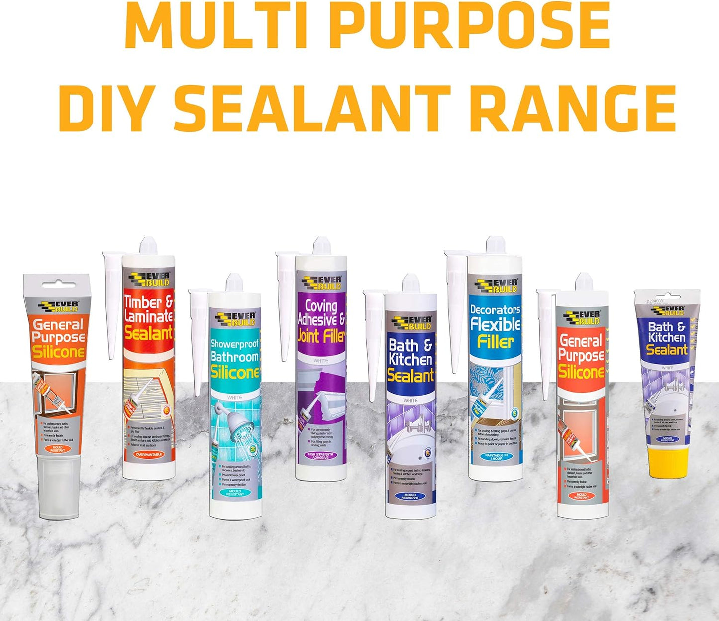 Everbuild Showerproof Bathroom Silicone Sealant – Permanently Flexible – Anti-Fungal Formula – Quick Curing – Waterproof – White – 280ml