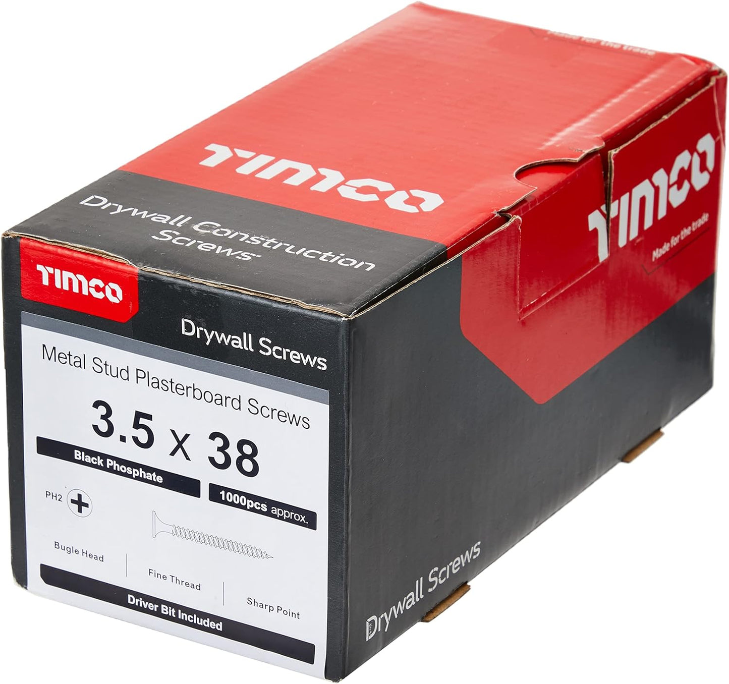 TIMCO PH2 Philips Drywall Screws - Black - Box of 1000