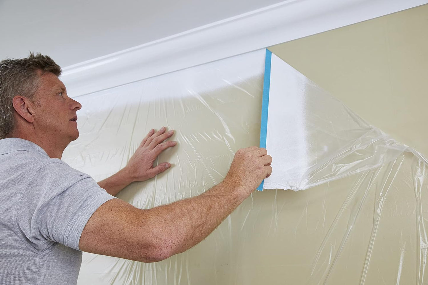 ProDec 180cm x 25m Pre-Masked Polythene Dust Sheet Roll, Dustproof and Waterproof Ideal for Covering and Protecting Floors and Furniture When Painting and Decorating