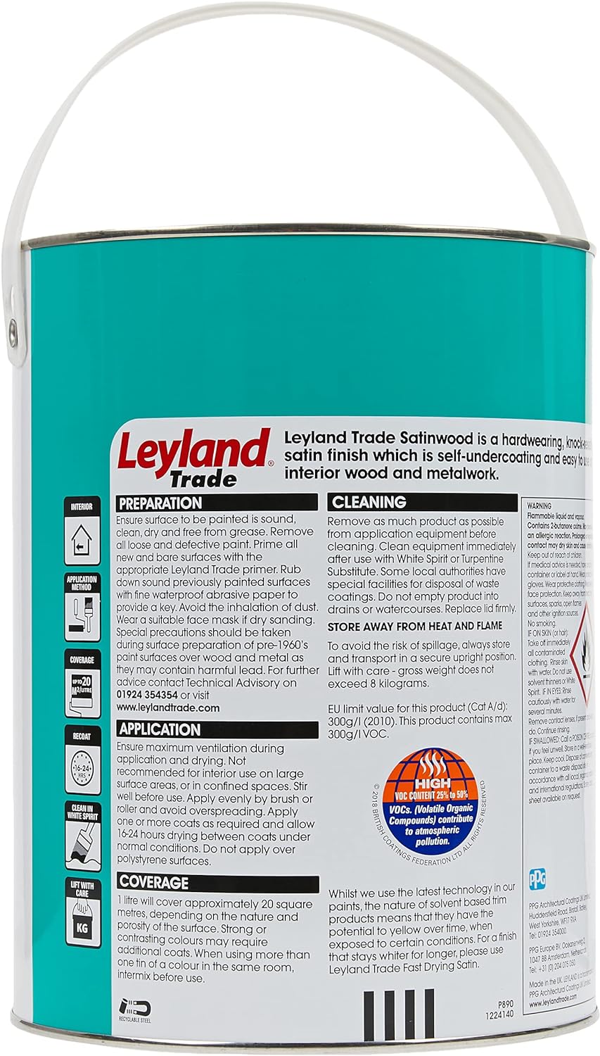 Leyland Trade Satinwood Paint - Brilliant White 5L