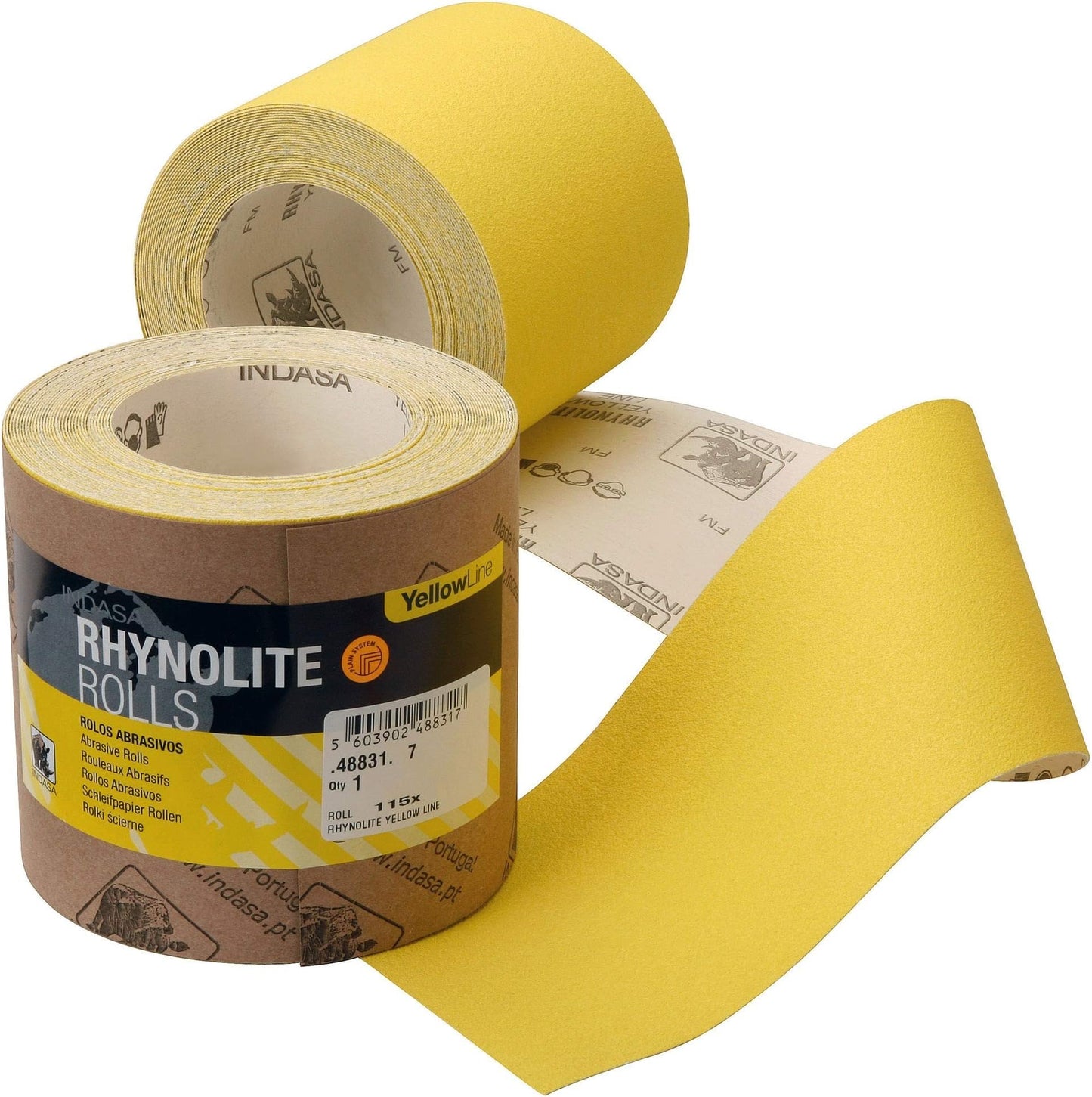 Indasa Rhynolite Yellowline Oxide Abrasive Roll 5m P120s