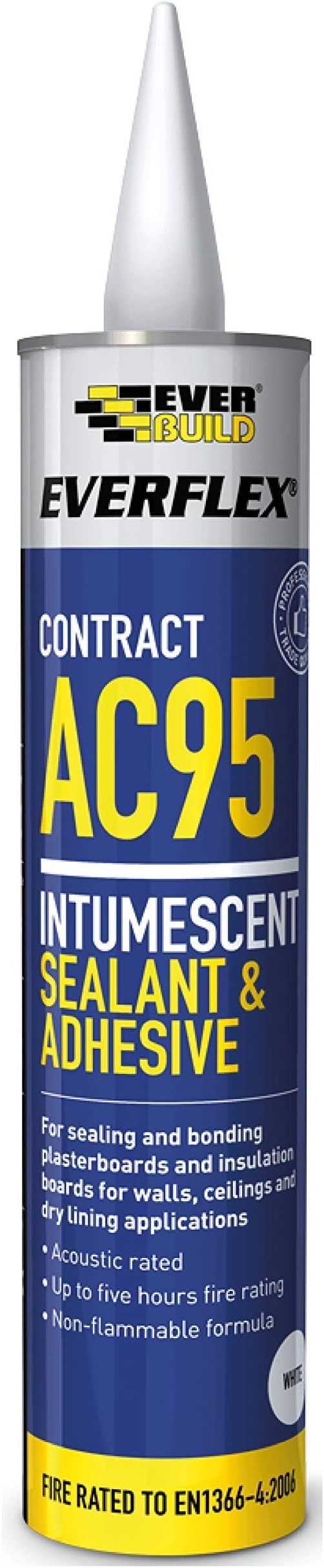 Everbuild AC95 | High Strength Intumescent Acoustic Sealant & Adhesive for Sealing and Bonding Plasterboards & Insulation Boards - 900ml