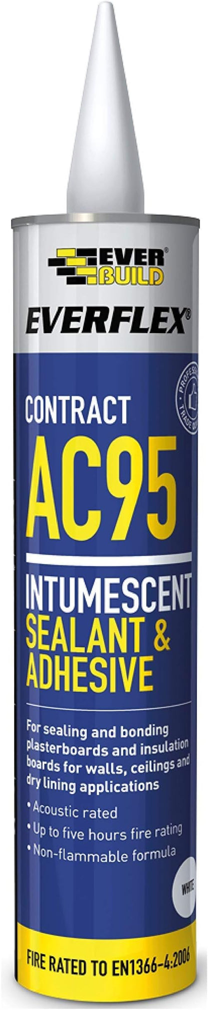 Everbuild AC95 | High Strength Intumescent Acoustic Sealant & Adhesive for Sealing and Bonding Plasterboards & Insulation Boards - 900ml