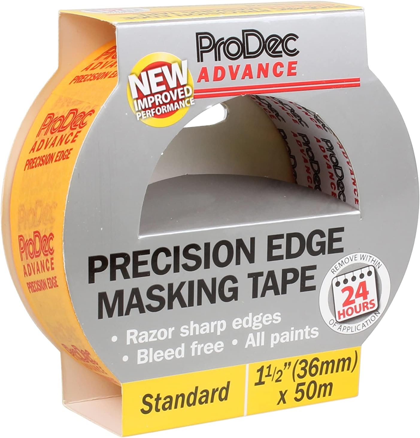 ProDec Advance 36mm (1.5 inch) x 50m Precision Edge Multi Surface Painters Masking Tape for Razor Sharp Lines with No Paint Bleed For Indoor Painting and Decorating Compatible with All Paints, 1.5"